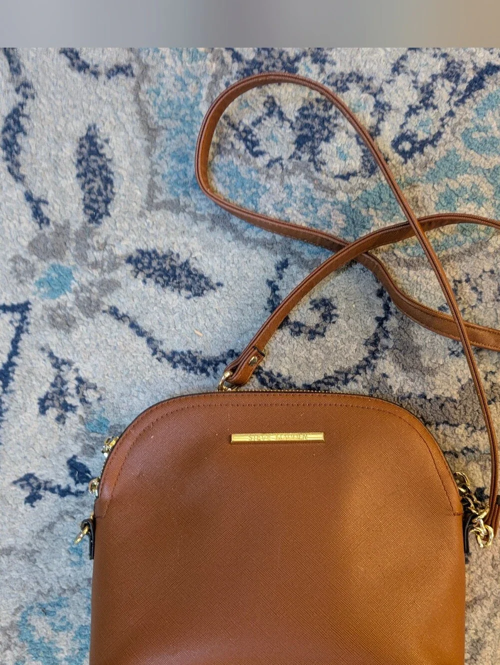 Steve Madden Camel Brown Crossbody Bag with Gold Chain Strap